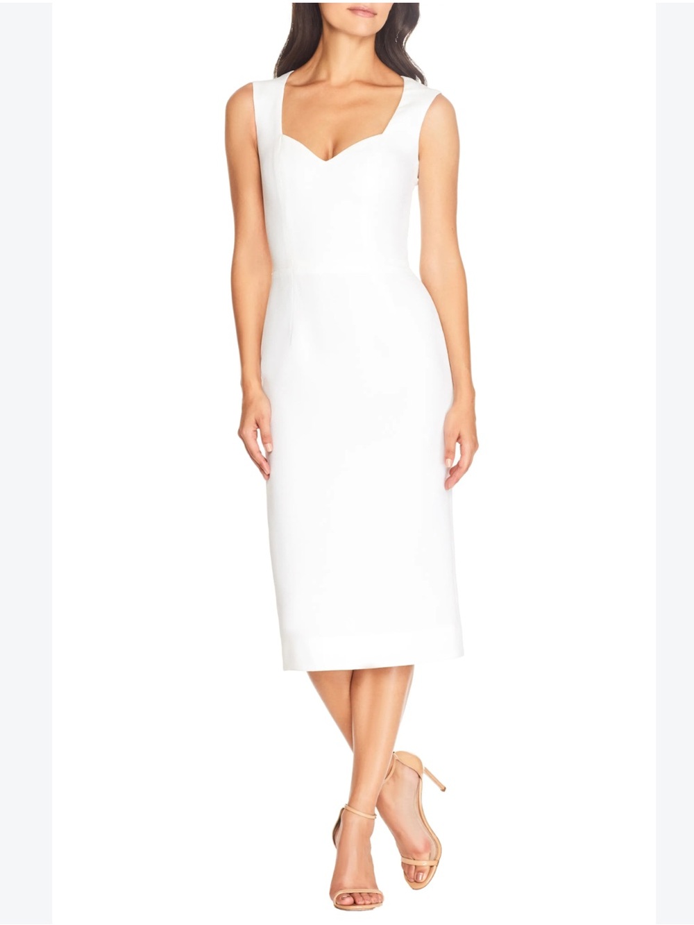 Dress the Population Elle White Midi Sheath Dress  women XS formal event classic